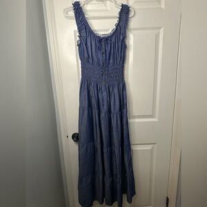 Ostoo Blue Ruffled Maxi Dress NWOT